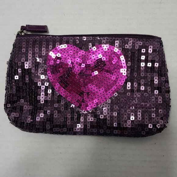 Vera Wang Princess Sequin Heart Make Up Cosmetic Bag Case - Purple & Pink - Picture 1 of 8